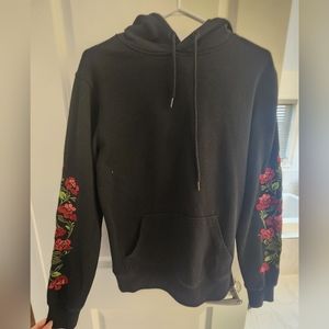 Rose Embroidered Hoodie Size S